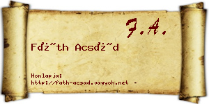 Fáth Acsád névjegykártya